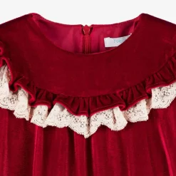 Foque Girls Red Velour Dress Sale