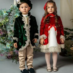 Andreeatex Girls Red Velvet Dress & Hat Set New