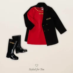 Moschino Kid-Teen Girls Red Velvet Hearts Dress New