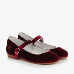 Beatrice amp; George Girls Red Velvet Mary Jane Pumps Outlet