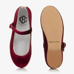 Beatrice amp; George Girls Red Velvet Mary Jane Pumps Outlet