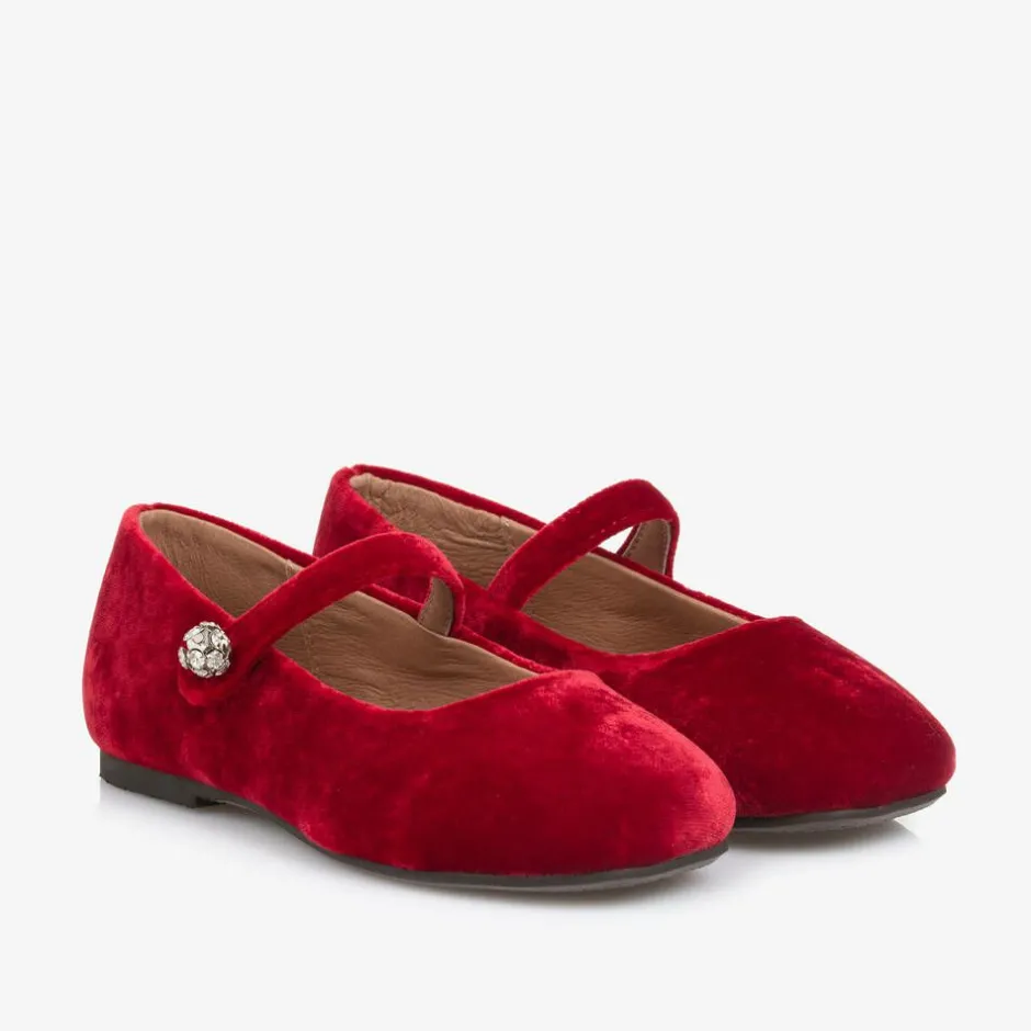 Age of Innocence Girls Red Velvet Shoes Clearance