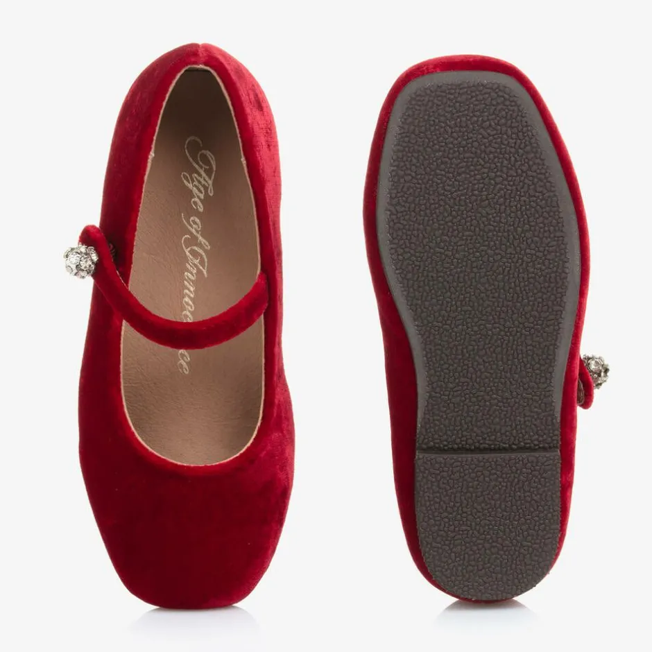 Age of Innocence Girls Red Velvet Shoes Clearance