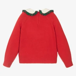 MC2 Saint Barth Girls Red Wool & Cashmere Peanuts© Sweater Sale