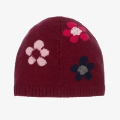 Il Gufo Girls Red Wool Flower Beanie Hat Best