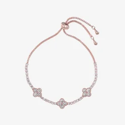 David Charles Girls Rose Gold & Diamanté Clover Bracelet Hot