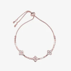 David Charles Girls Rose Gold & Diamanté Clover Bracelet Hot