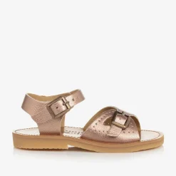 Young Soles Girls Rose Gold Faux Leather Sandals Clearance
