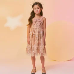 Manuela de Juan Girls Rose Gold Glitter Shoes Outlet