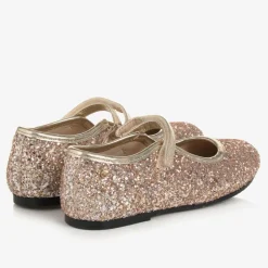 Manuela de Juan Girls Rose Gold Glitter Shoes Outlet