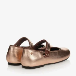 Manuela de Juan Girls Rose Gold Leather Pumps New