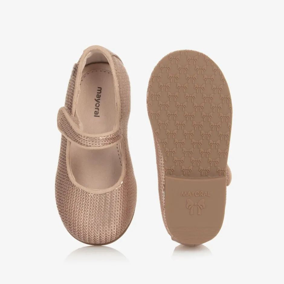 Mayoral Girls Rose Gold Sequinned Velcro Shoes Discount