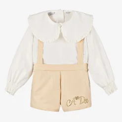 A Dee Girls Shimmery Beige Shorts Set Clearance