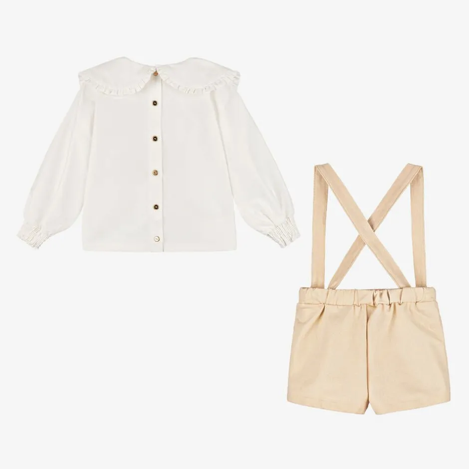 A Dee Girls Shimmery Beige Shorts Set Clearance