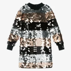 Sonia Rykiel Paris Girls Silver & Black Striped Sequin Dress Sale