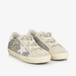Golden Goose Girls Silver & Gold Glitter Super-Star Trainers Discount