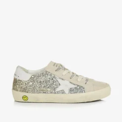 Golden Goose Girls Silver & Gold Glitter Super-Star Trainers Discount
