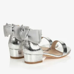 Angels Face Girls Silver Bow Heeled Sandal New