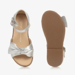 Age of Innocence Girls Silver Bow Leather Sandals Discount