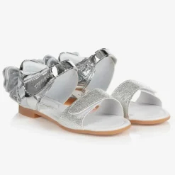 Caramelo Kids Girls Silver Bow Sandals New