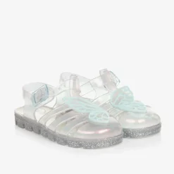 Sophia Webster Mini Girls Silver Butterfly Jelly Sandals Clearance