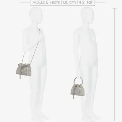 David Charles Girls Silver Diamanté Bucket Bag (15cm) Clearance