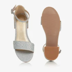 Angels Face Girls Diamanté Heeled Sandals Silver Hot