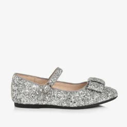 Age of Innocence Girls Silver Glitter Bow Pumps Discount