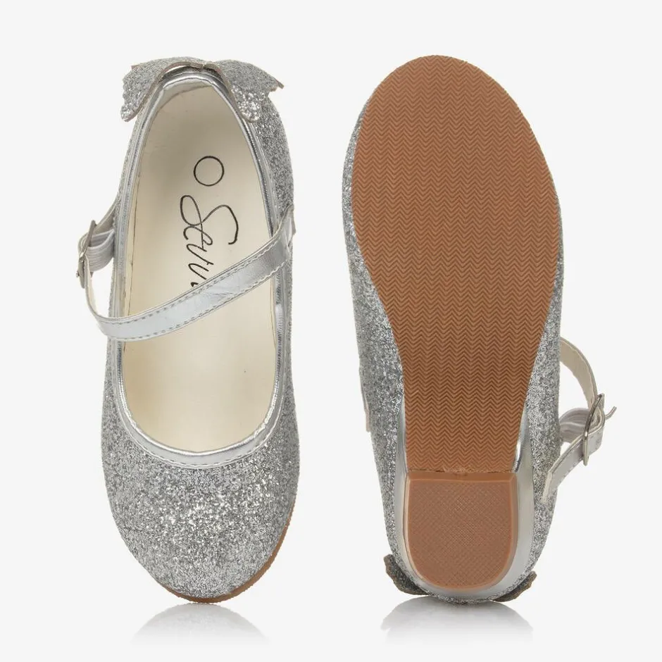 Sevva Girls Silver Glitter Butterfly Shoes Hot