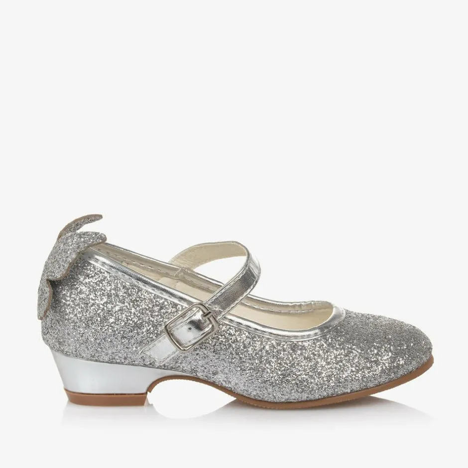 Sevva Girls Silver Glitter Butterfly Shoes Hot