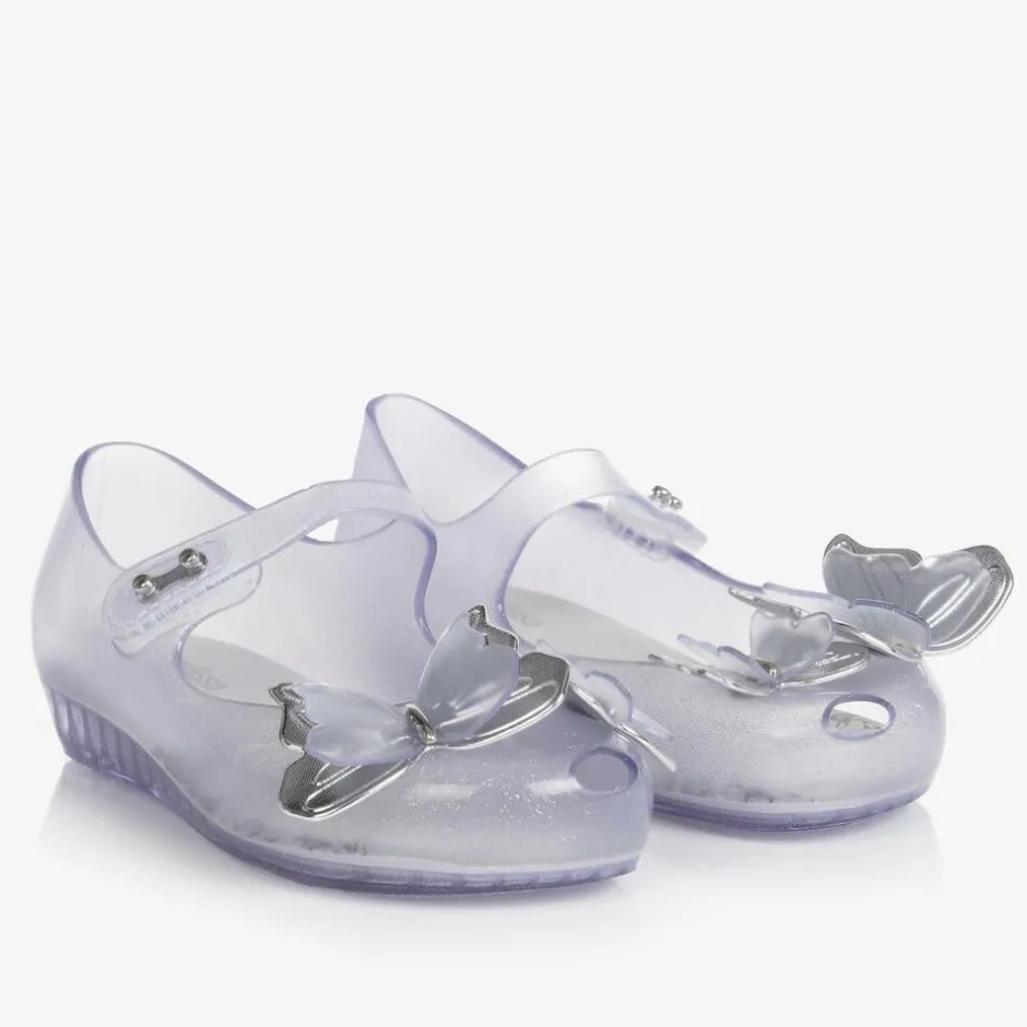 Mini Melissa Girls Silver Glitter Butterfly Jelly Shoes Online