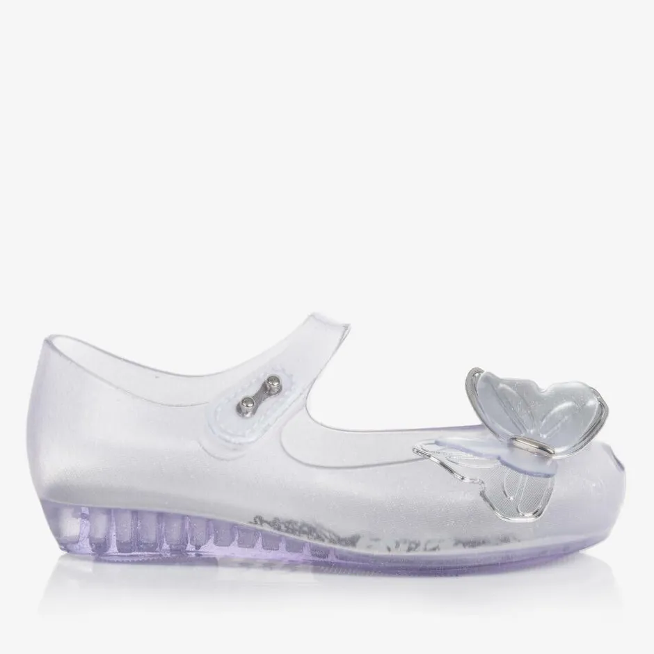 Mini Melissa Girls Silver Glitter Butterfly Jelly Shoes Online