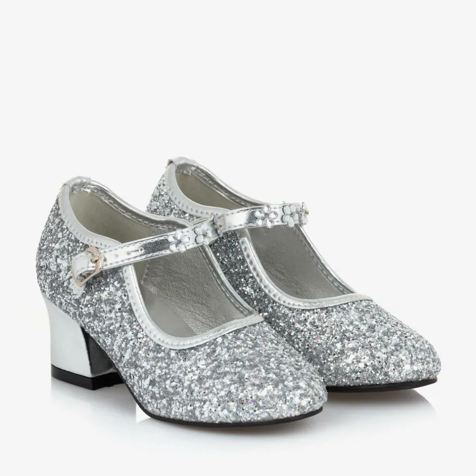 Souza Girls Silver Glitter Heeled Shoes Outlet