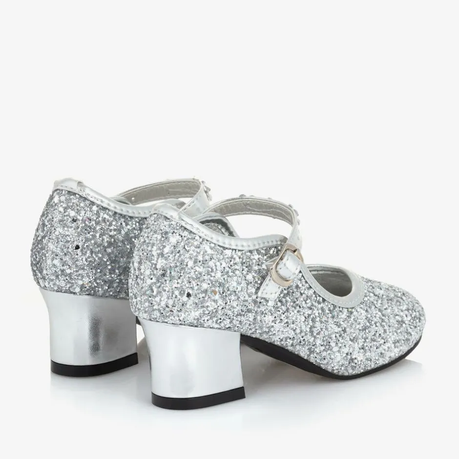 Souza Girls Silver Glitter Heeled Shoes Outlet