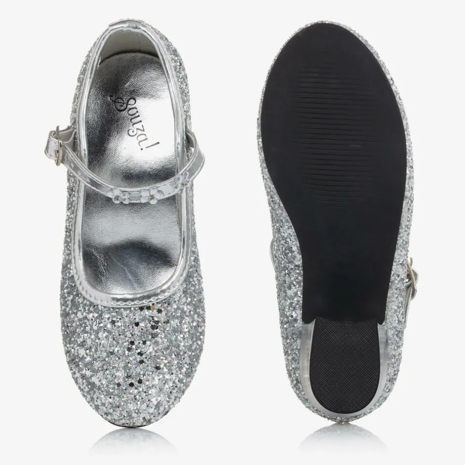 Souza Girls Silver Glitter Heeled Shoes Outlet