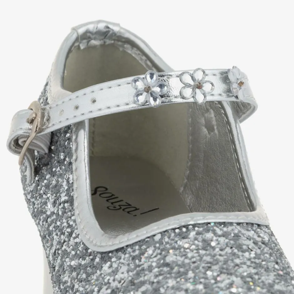 Souza Girls Silver Glitter Heeled Shoes Outlet