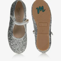 Manuela de Juan Girls Silver Glitter Shoes