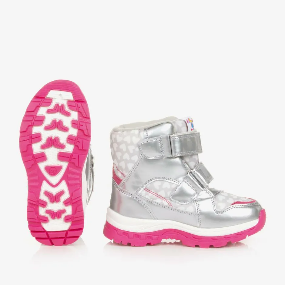 Agatha Ruiz de la Prada Girls Silver Heart Print Snow Boots Sale