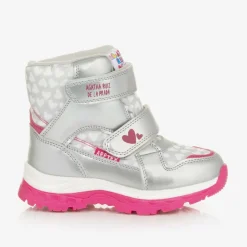 Agatha Ruiz de la Prada Girls Silver Heart Print Snow Boots Sale