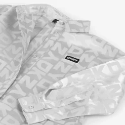 DKNY Girls Silver Jacquard Shirt Dress Best