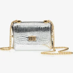 Zaccone Girls Silver Leather Bag (14cm)