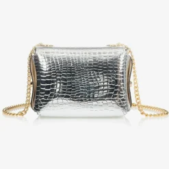 Zaccone Girls Silver Leather Bag (14cm)