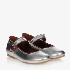 Manuela de Juan Girls Silver Leather Pumps Outlet