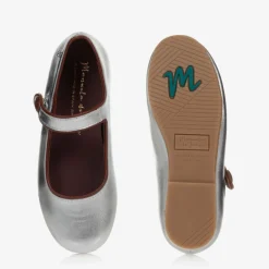 Manuela de Juan Girls Silver Leather Pumps Outlet