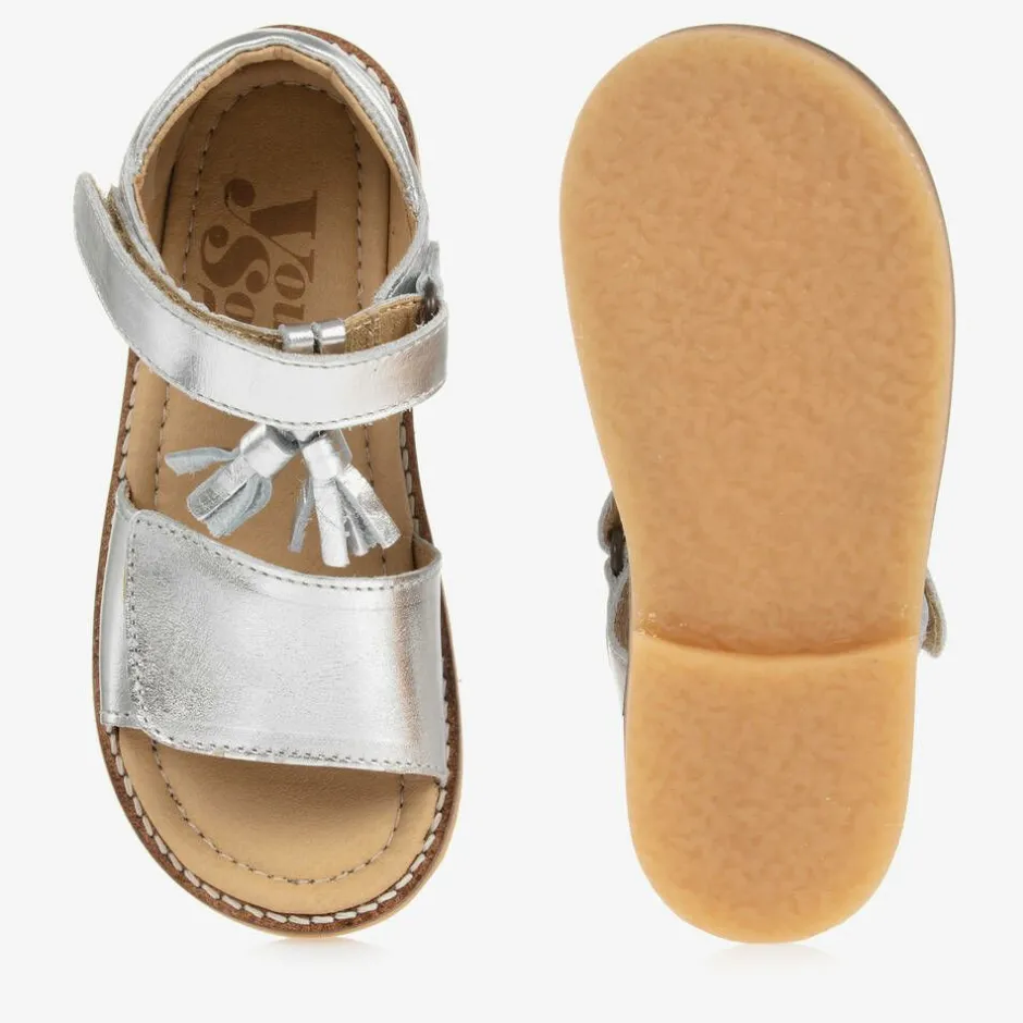 Young Soles Girls Silver Leather Sandals
