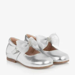 Childrens Classics Girls Silver Leather Shoes Sale