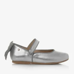 Manuela de Juan Girls Silver Leather Shoes Outlet