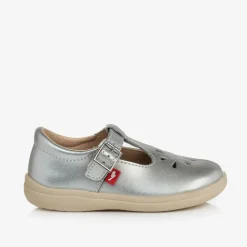 Chipmunks Girls Silver Leather T-Bar Shoes Clearance