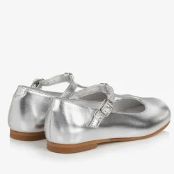 Beatrice amp; George Girls Silver Leather T-Bar Shoes New