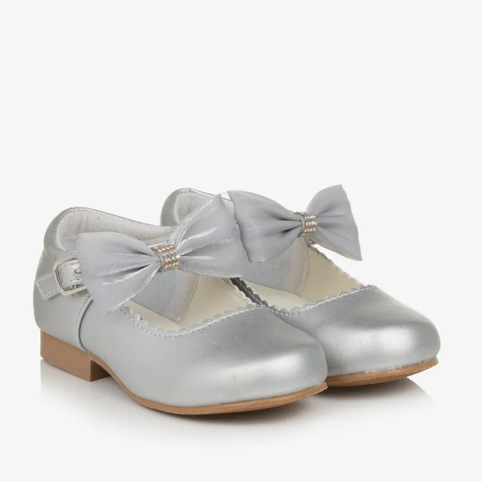 Sevva Girls Silver Mary Jane Shoes Hot